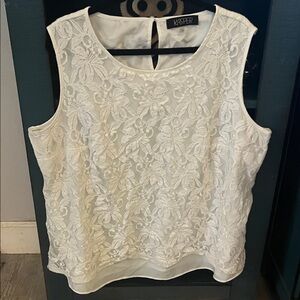 Kasper Women's Cream Floral Lace Blouse